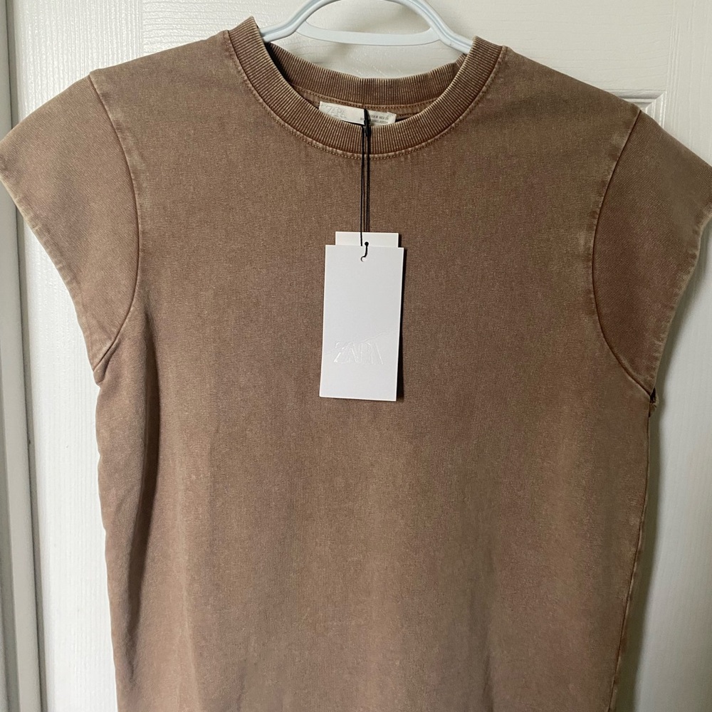 Zara Tan slub cotton tee